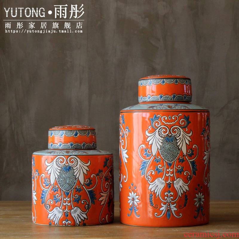 Rain tong home | jingdezhen ceramics powder enamel light drum decorative furnishing articles European - style home sitting room decoration porcelain