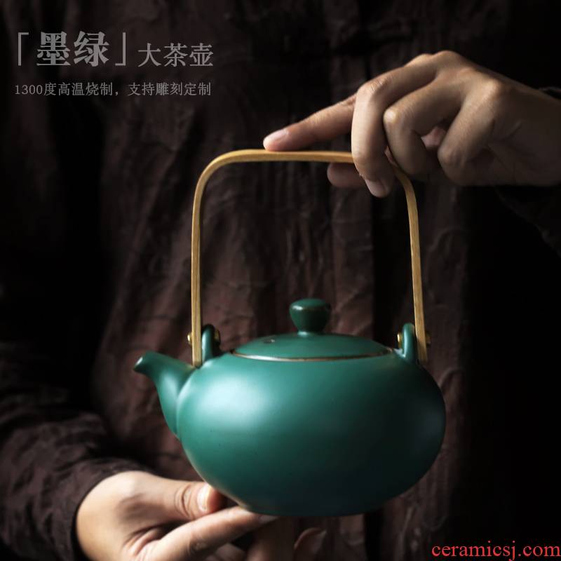Restoring ancient ways ShangYan ceramic teapot large teapot high - capacity Japanese girder pot of household contracted flower pot