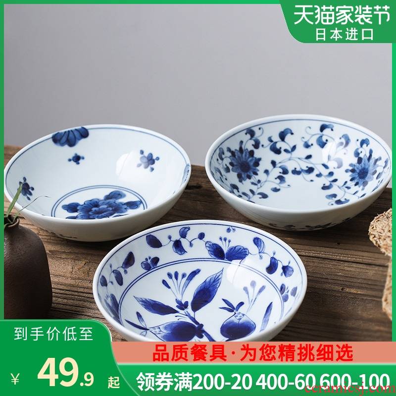 Fawn field'm Japanese imports of ceramic tableware blue winds don bowl noodles soup bowl bowl bowl of soup bowl Japanese and wind