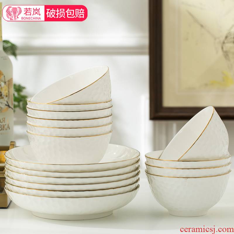Ceramic dishes home eat rice bowl 10 European relief up phnom penh tableware contracted 5 inches large dishes suit
