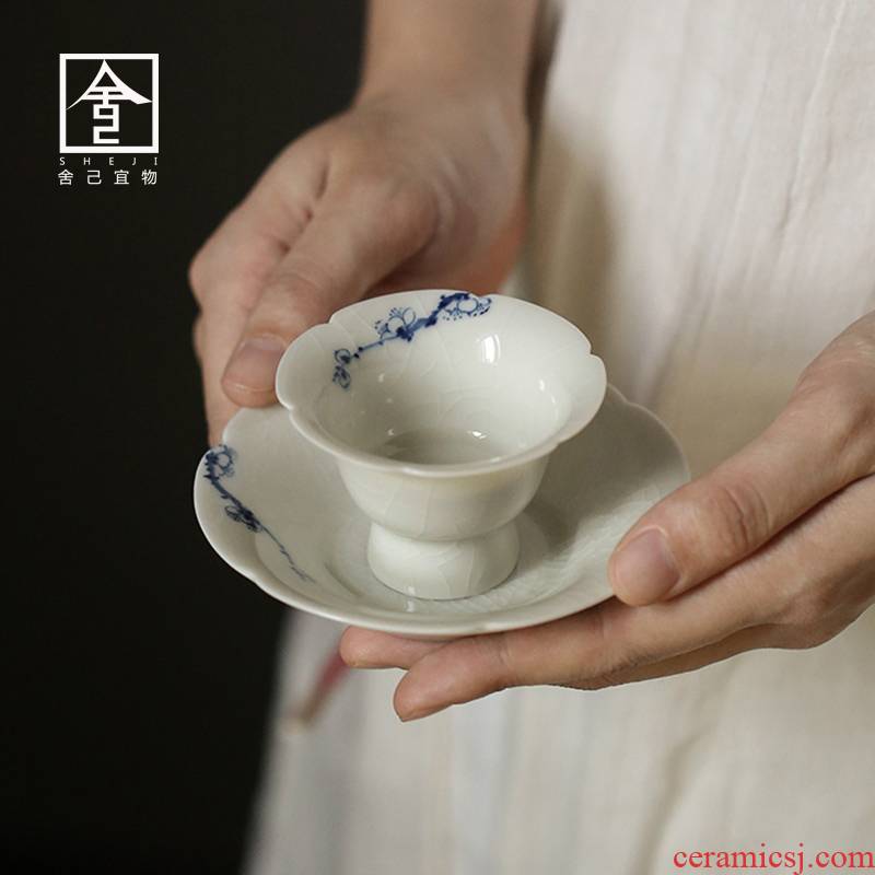 Left up hand - made ceramic kung fu master cup sample tea cup master Japanese cups a single household of jingdezhen tea service