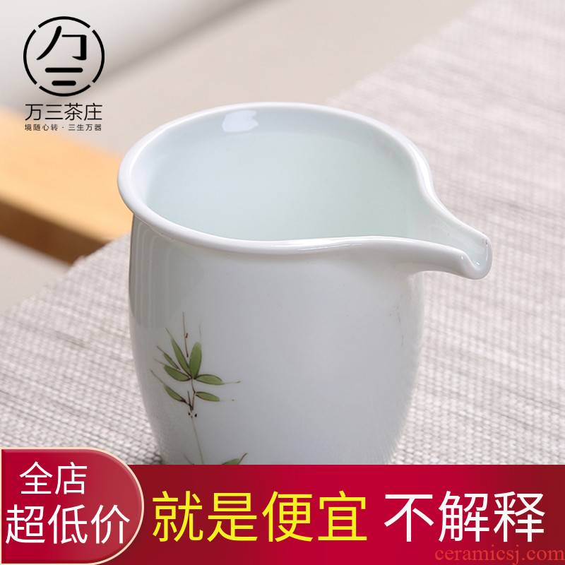 Three thousand tea tea ware domestic large hand - made ceramic fair keller points white porcelain tea set kunfu tea tea accessories