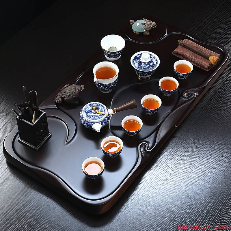 Chinese style household solid wood violet arenaceous kung fu tea set office contracted tea tray of a complete set of tea tea of a complete set of the sea