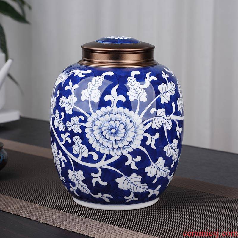 Pure manual a kilo tea pot of jingdezhen blue and white porcelain tea pot ceramic seal moisture large gift boxes
