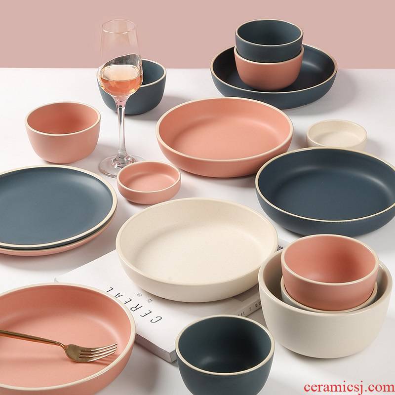 Web celebrity ins dishes suit household Nordic move creative bowl chopsticks tableware ceramic bowl dish combination u.s but jiing