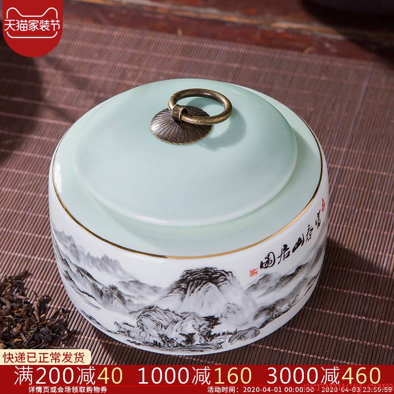Jingdezhen ceramic tea pot puer tea pot seal storage tank inferior on tea boxes, tea sets of household
