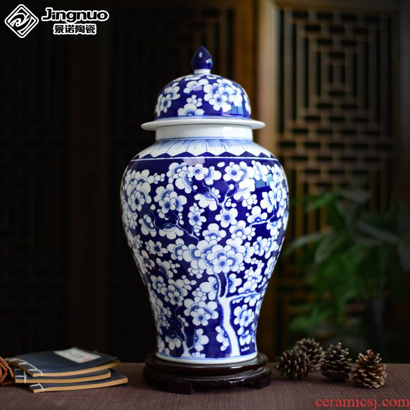 Jingdezhen ceramics vase hand - made general antique blue and white porcelain jar storage tank household craft ornaments furnishing articles