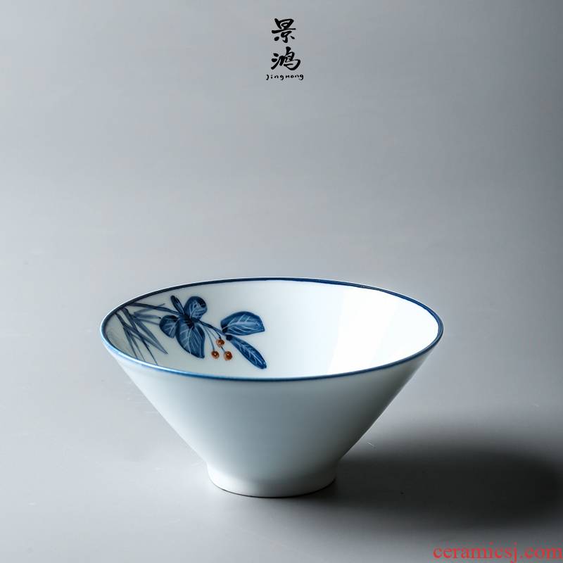 Hand - made home eat Chinese style under the glaze color of jingdezhen hat to bowl bowl Japanese rice bowls bowl Chinese ceramics