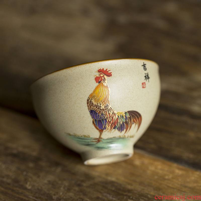 By coarse pottery cup small ceramic bowl big kung fu tea cups chicken cylinder cups personal single cup sample tea cup
