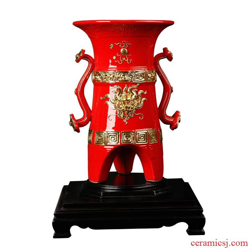 True goblets China red paint line carve longteng shengshi ruyi modelling feng shui furnishing articles rich ancient frame China office