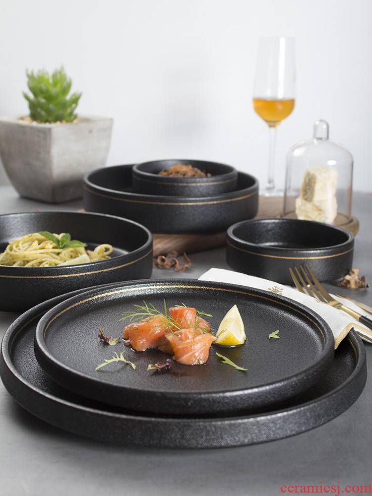 Creative table tableware ceramic dish dish dish dish suit American plate LIDS, rice bowls western food steak plate