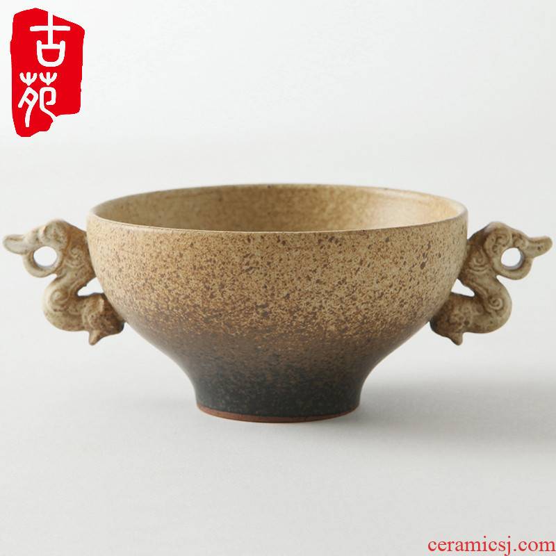 Kung fu tea set ceramic large cup retro master single CPU coarse pottery bowl with creative glass bowl sample tea cup