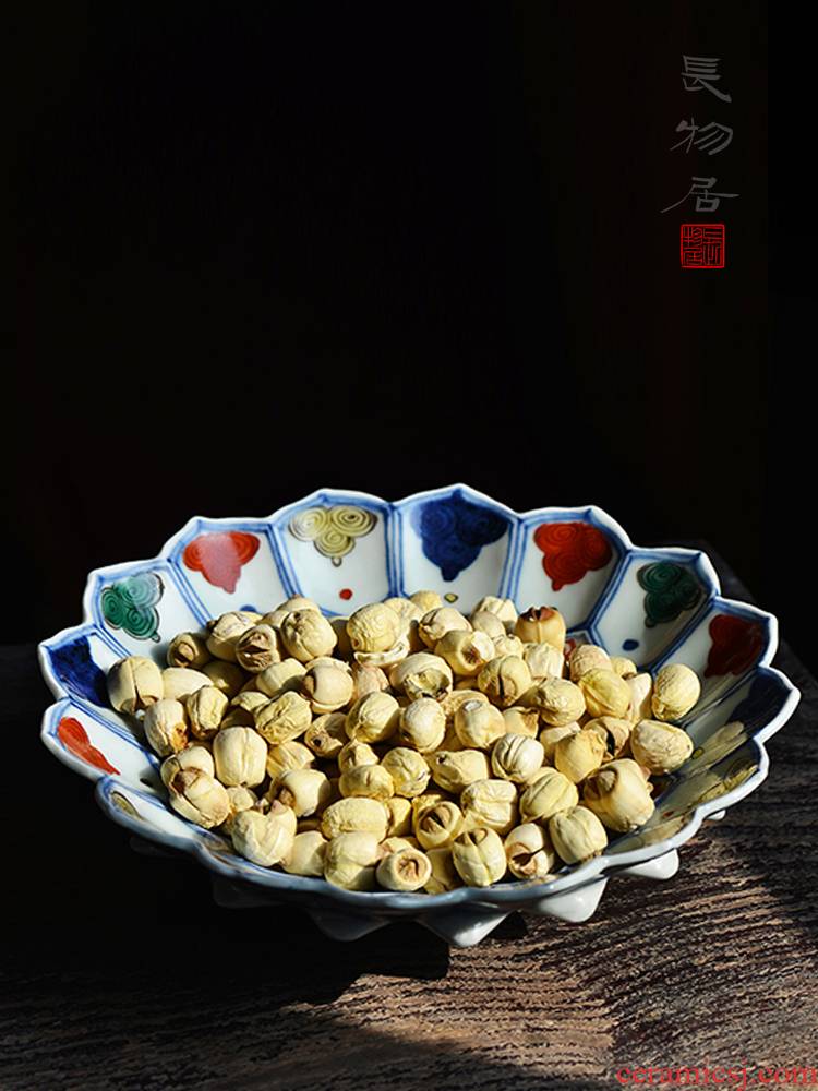 Offered home - cooked in imitation of jiajing hand - made colorful lotus petal shaped jingdezhen checking antique porcelain dish plate plate