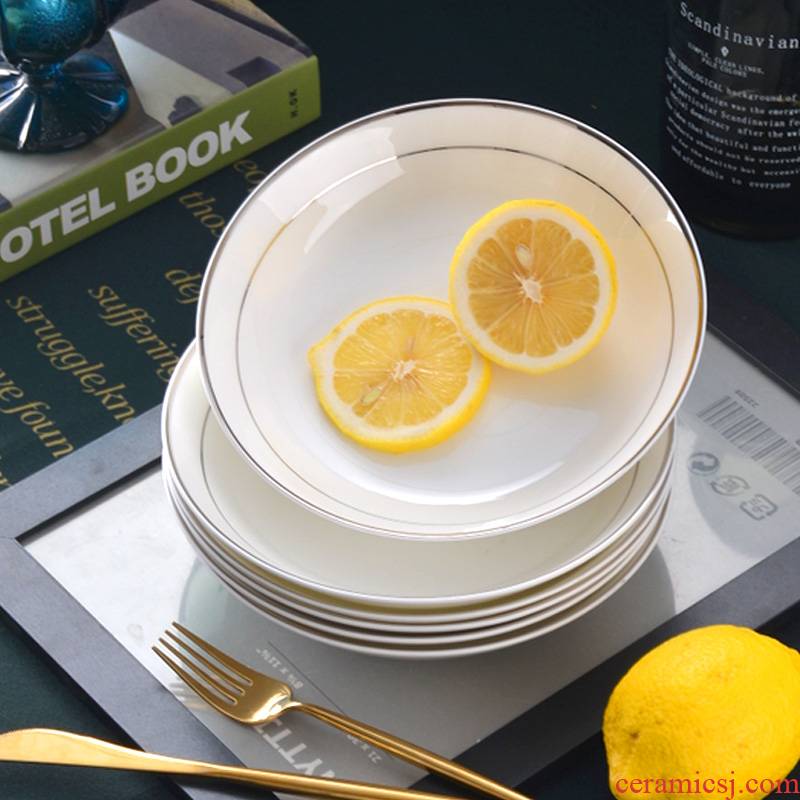 10 in household white plate up phnom penh ipads porcelain tableware 0 8 inches ceramic deep dish dish dishes FanPan