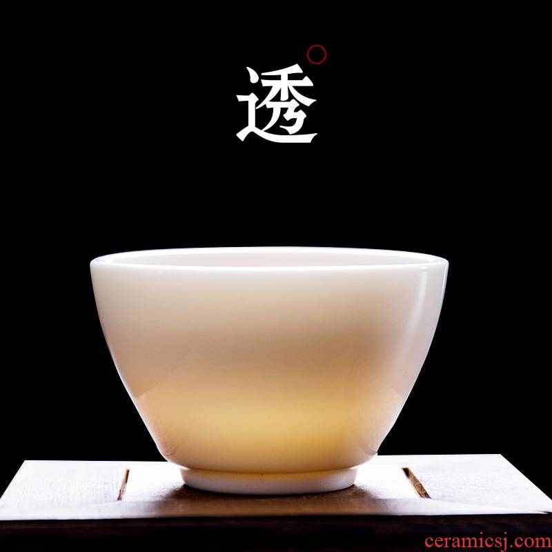 Jane jade quality dehua porcelain single CPU master cup tea suet jade kung fu a single white porcelain tea cups, ceramic cups