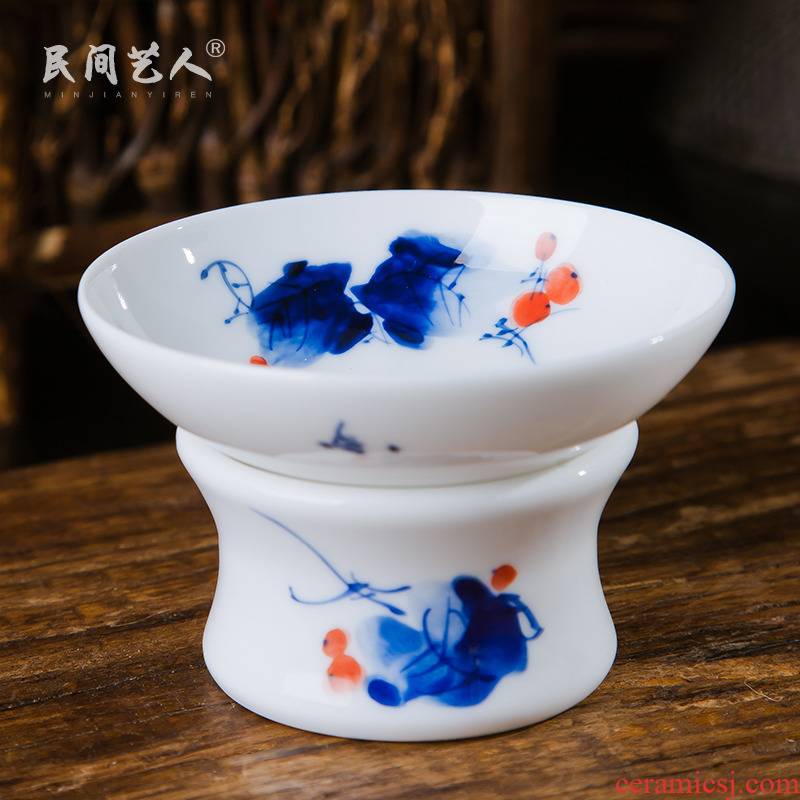 Jingdezhen ceramic) filter kung fu tea tea tea accessories screen tea hand - made tea strainer