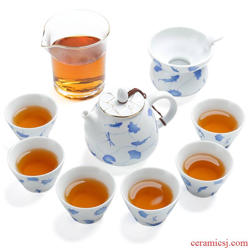 A complete set of kung fu tea set ceramic household tea tea set Japanese tea teapot teacup fair keller