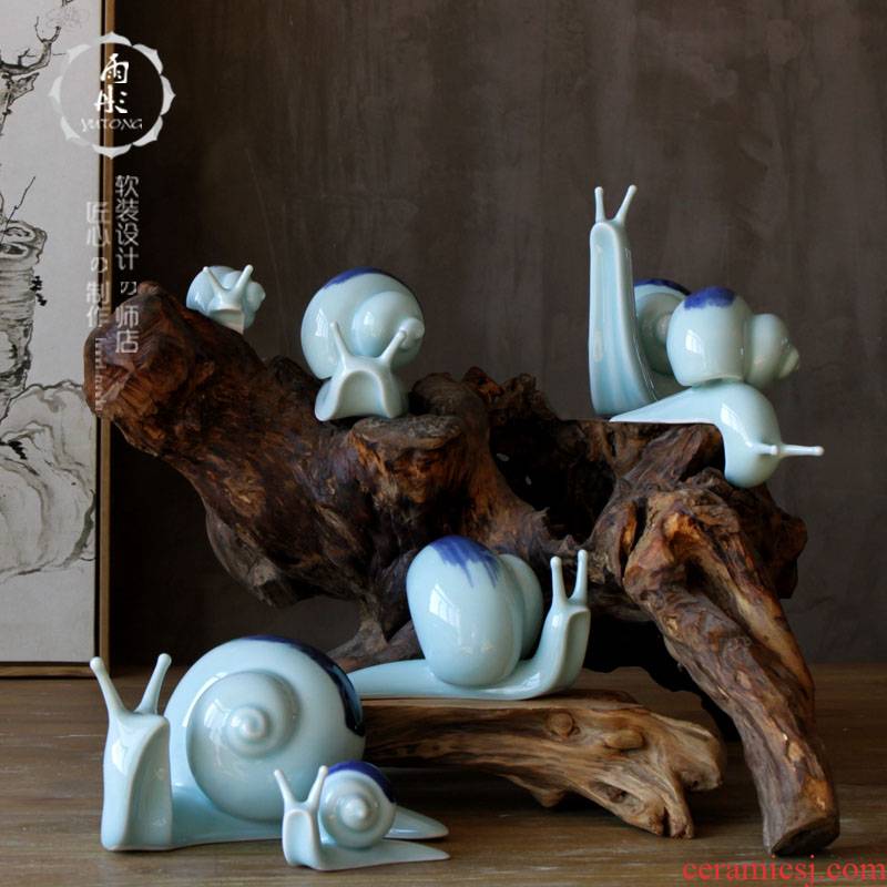 Rain tong home | jingdezhen ceramics creative manual shadow celadon furnishing articles q animal porcelain porcelain decoration in study