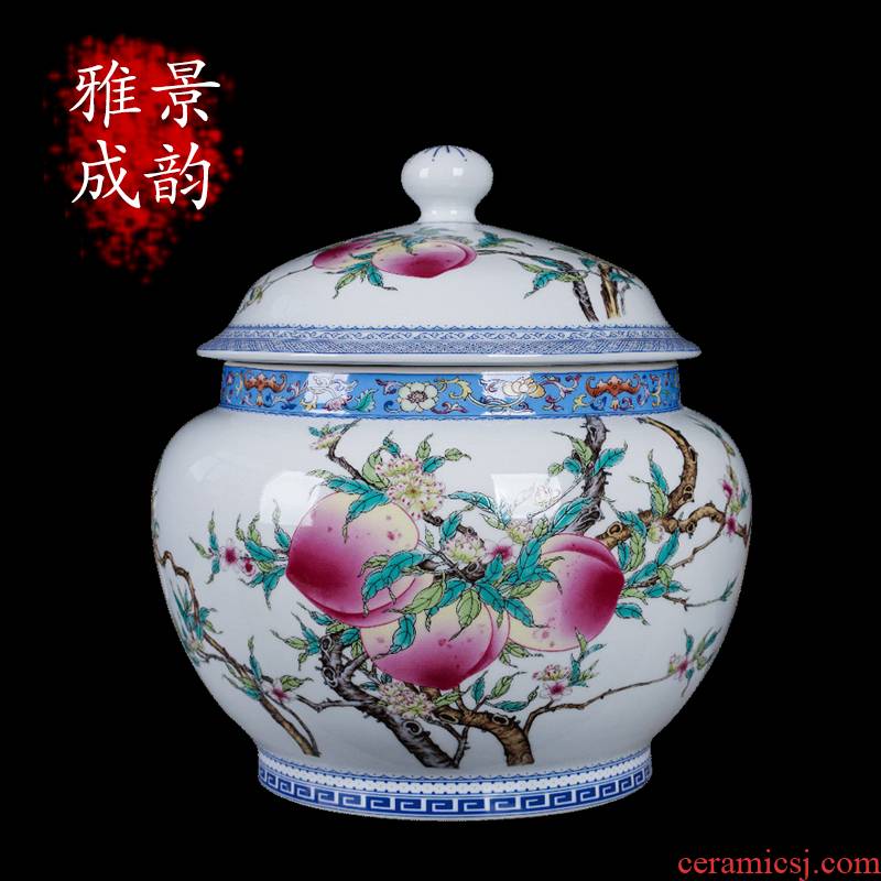 Jingdezhen ceramic antique peach storage can act the role ofing is tasted furnishing articles home sitting room storage tank porcelain tea cake
