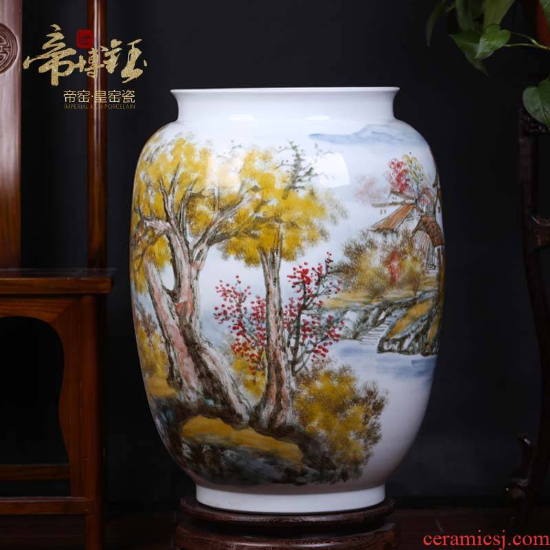 Jingdezhen ceramic masters works hand - made painting and calligraphy tube scroll cylinder office furnishing articles study of sitting room decorative vase