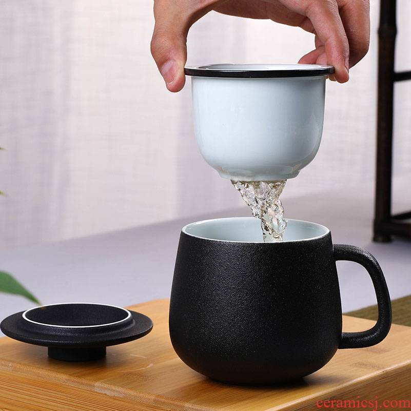 Jingdezhen ceramic filter cup with cover the make tea cup household contracted creative office keller cup tea cup