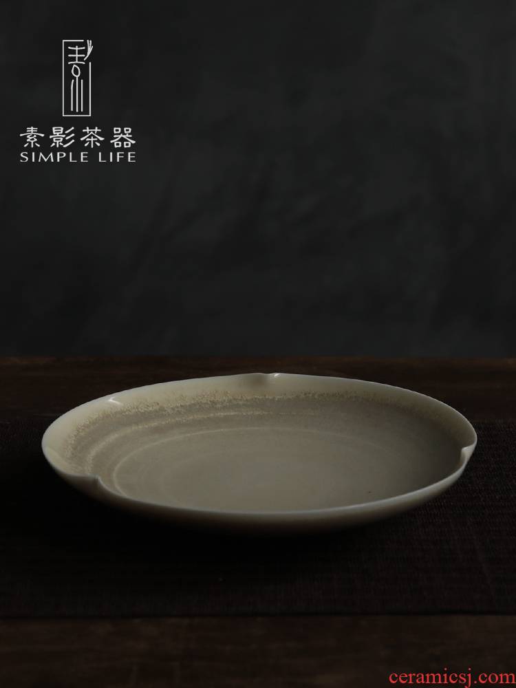 Plain film bearing plant ash glaze ceramic pot pot holder by hand up archaize dry tea pot tray of autumn"