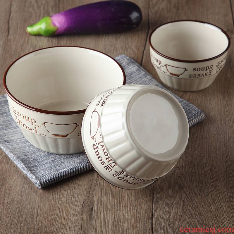 Japanese tableware stamp series under the glaze made pottery bowls of rice bowl hand - made home soup bowl mercifully rainbow such use microwave oven