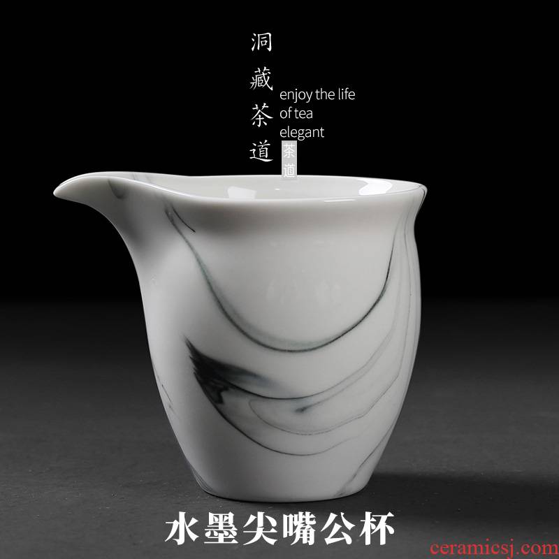 In building water sides landscape kung fu tea set fair keller home office dehua white porcelain tea sea points