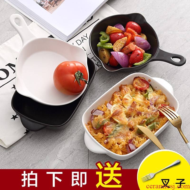 Pan ceramic tableware for creative FanPan ears rectangular bowl oven baked cheese western dishes
