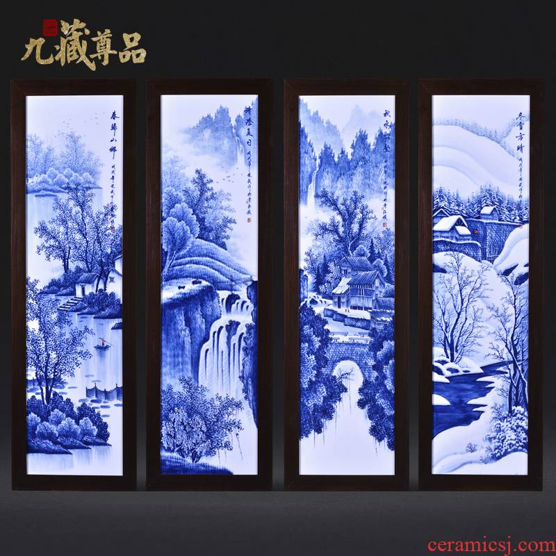 Jingdezhen ceramics Liu Shuwu hand - made porcelain plate spring, summer, autumn and winter four screen painting the sitting room adornment household furnishing articles