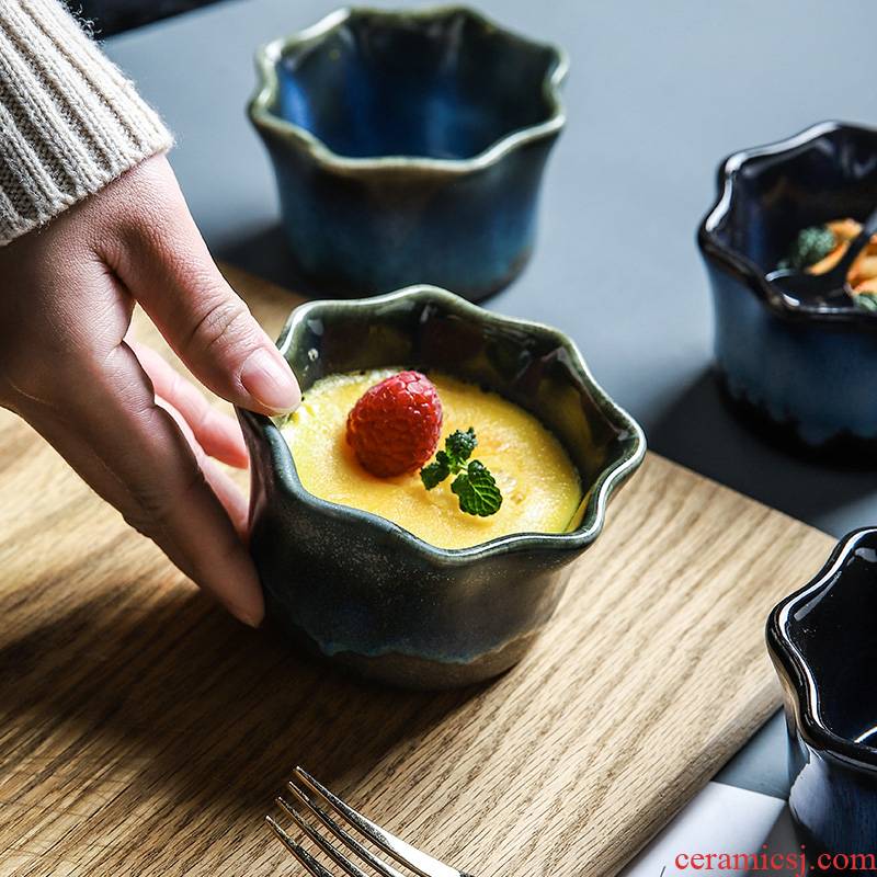 High - temperature ceramic bowls pongsapat lace double peel milk dessert cup pudding dessert to use small baking bake bowl of steamed egg bowl