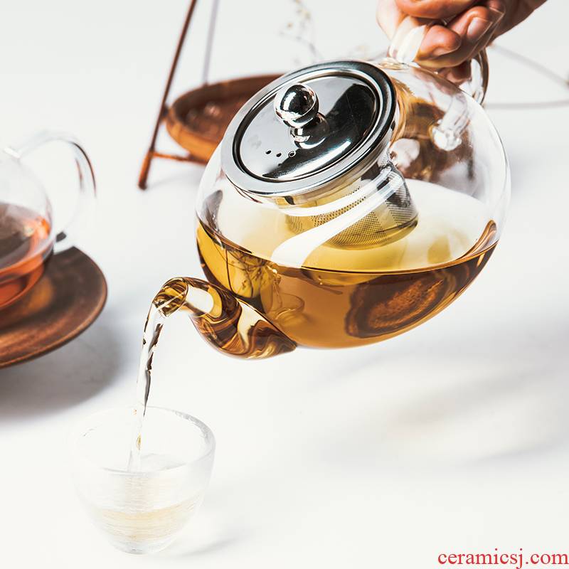 TaoDian household simple elegant glass teapot office full glass tank filter tea set lazy teapot