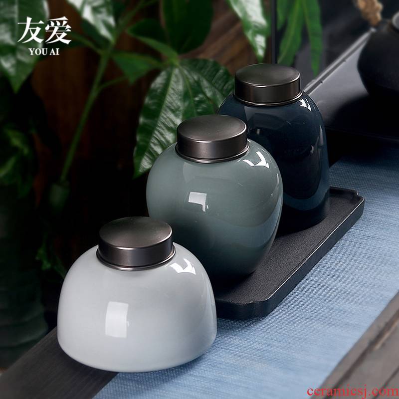Love ceramic tea pot seal pot lid tin deposit tea storage tank Japanese household moistureproof POTS