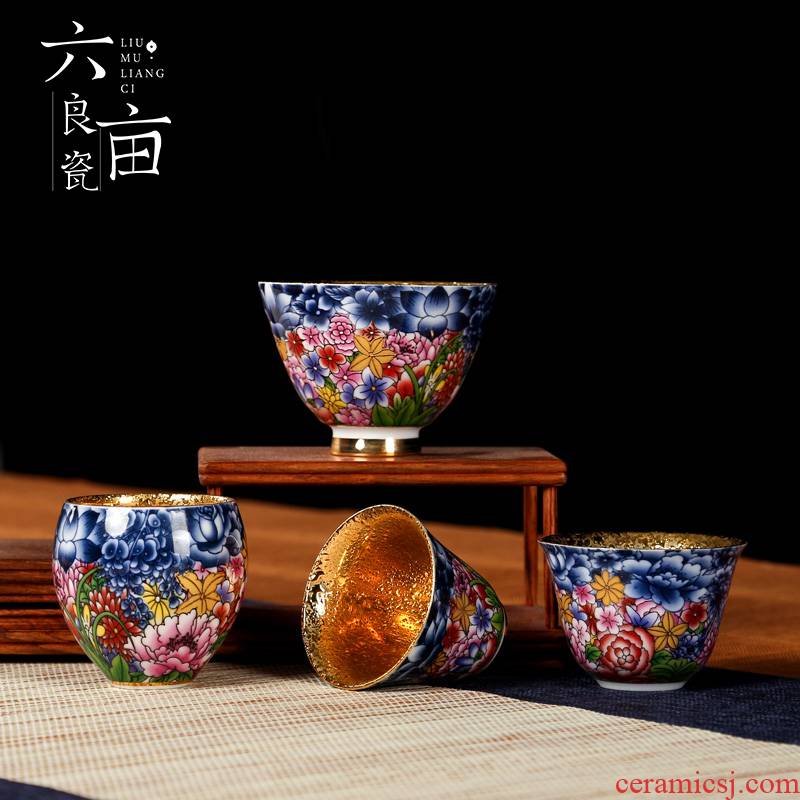 Blue and yellow marigold your up master cup single cup large ceramic cups sample tea cup cup hand - made a cup of tea