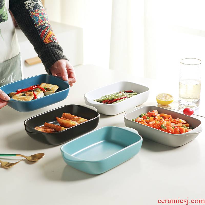 Japanese pan ceramic tableware for FanPan rectangle oven baked cheese plate home baking bake bowl