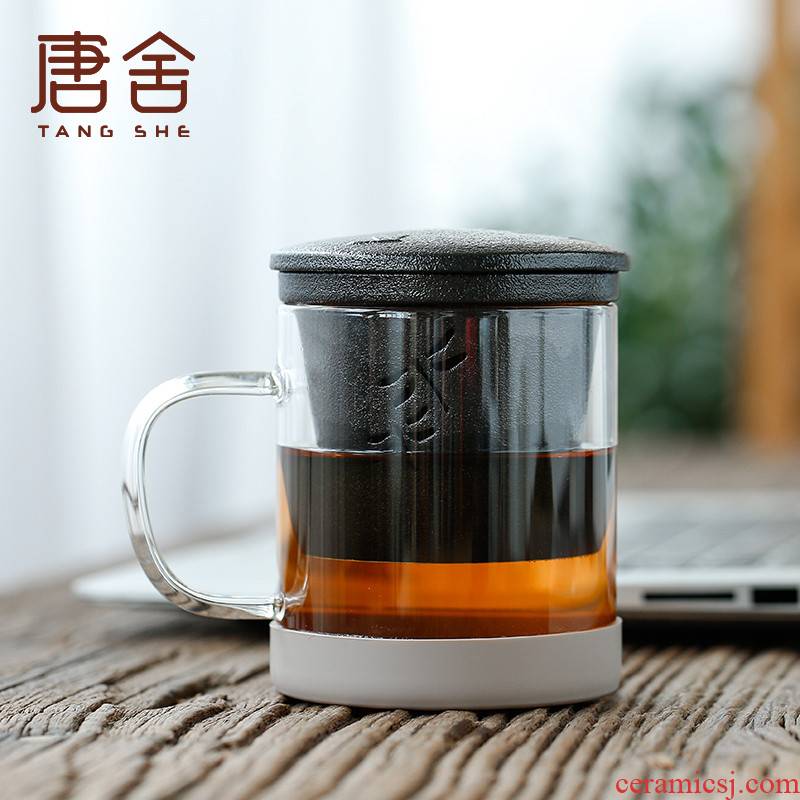 Tang s office of the heat - resistant glass keller cup tea tea cups with cover ceramic filter cup home