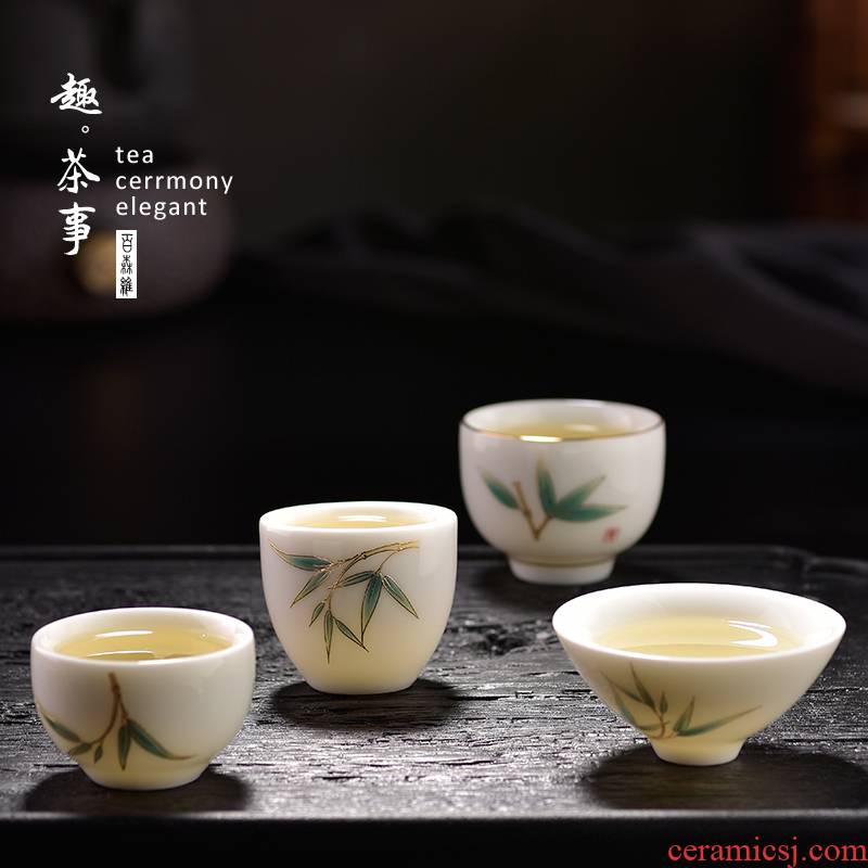 Dehua suet jade white porcelain masters cup single glass ceramic sample tea cup jade porcelain teacup kung fu tea set personal cup home