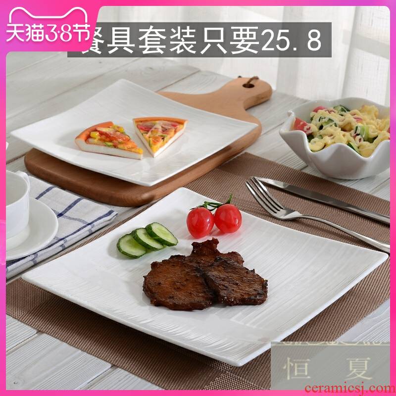 The new Creative steak plate set dinner plate knife and fork ceramic tableware home for breakfast