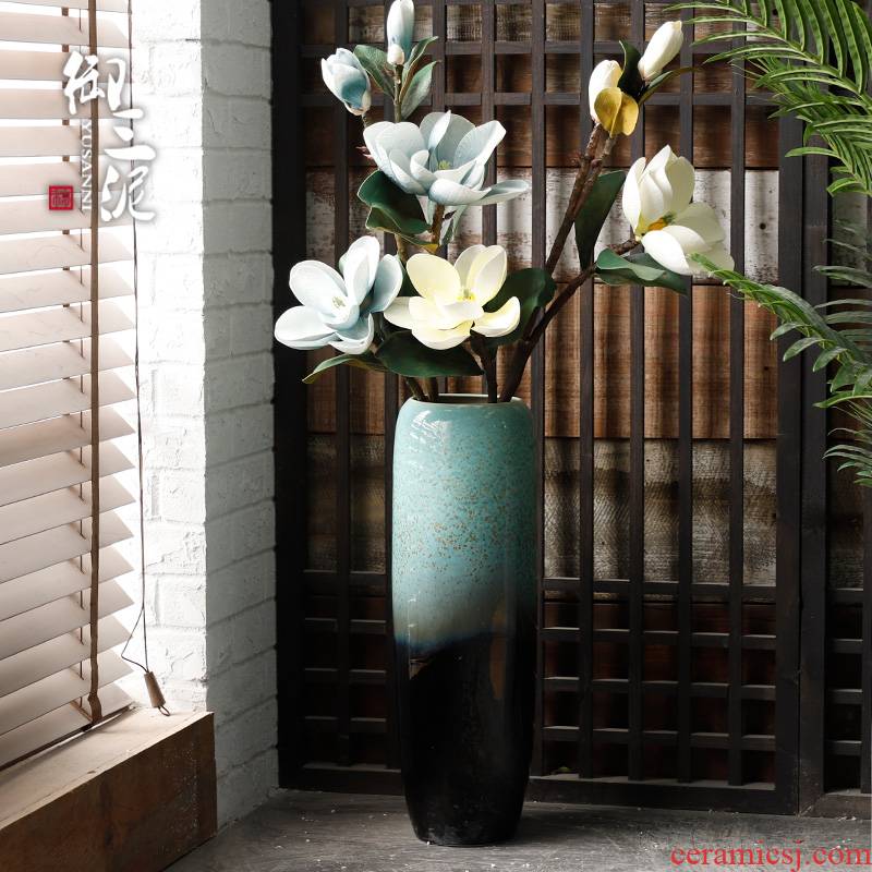 Jingdezhen ceramic floor big vase prosperous European I and contracted bamboo hydroponic flower arranging the sitting room porch ark, furnishing articles