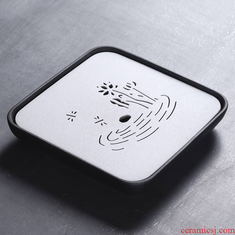 Ceramic dry tea plate of Japanese sea water tea tea mini household embedded square tray