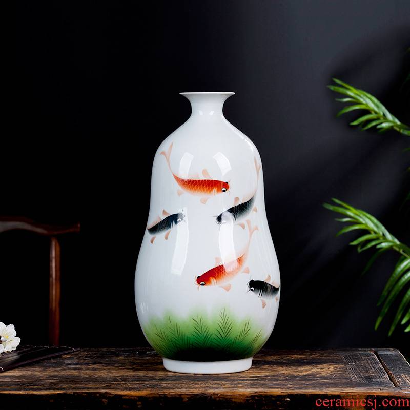 Jingdezhen ceramics masters hand - made vases, flower arranging living room TV cabinet decoration of Chinese style household furnishing articles