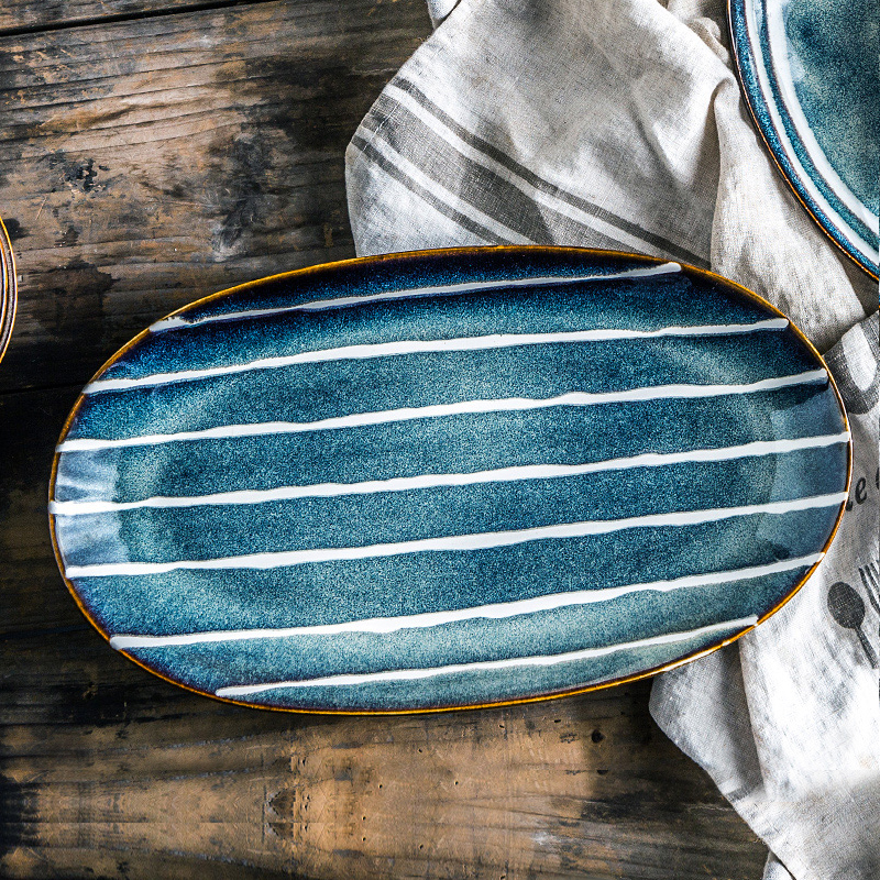 Porcelain soul creative contracted glaze tableware suite large fish dish dishes creative variable glaze restoring ancient ways