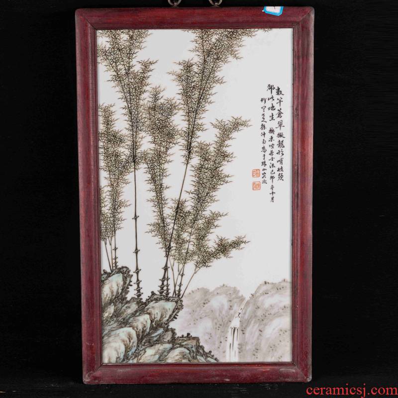Pastel peace porcelain plate painting bamboo