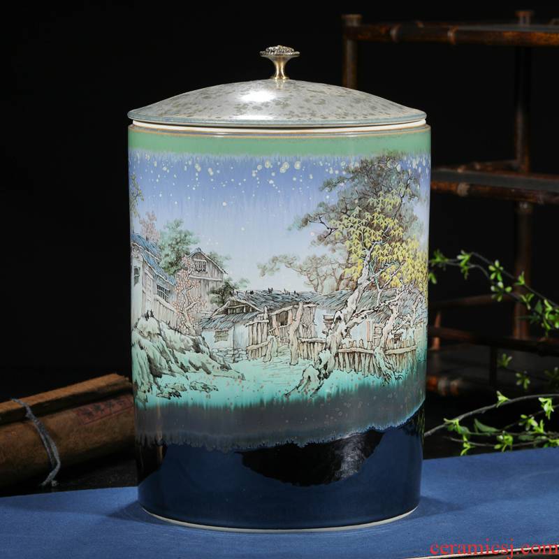Offered home - cooked in checking ceramic tea caddy fixings CangYu prosperous hand - made color glaze porcelain tea place jingdezhen porcelain