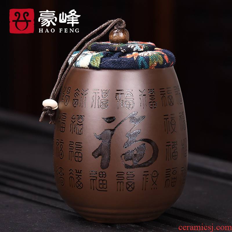 HaoFeng purple small tea as cans pu 'er tea box storage sealed as cans of household ceramic POTS portable travel