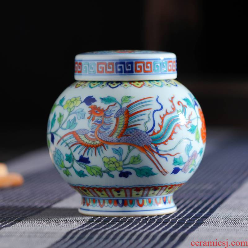 Offered home - cooked in jingdezhen porcelain tea set manually is blue and white color bucket tea caddy fixings hand - made ceramic tea storage tank
