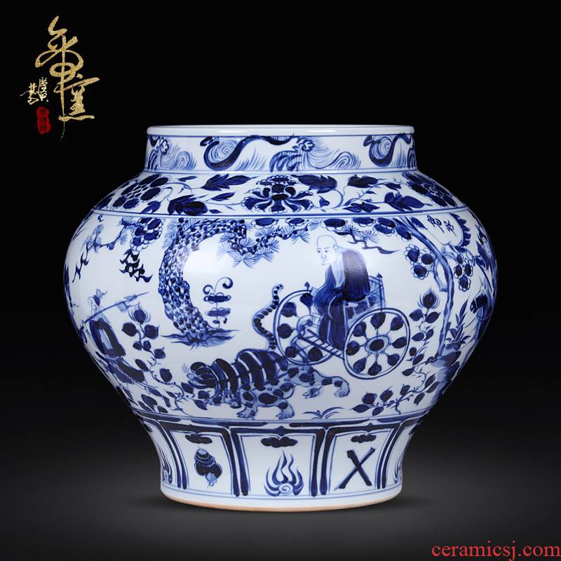 Archaize of jingdezhen ceramics up yuan blue and white hand draw new Chinese style classical vase sitting room decorates porch place