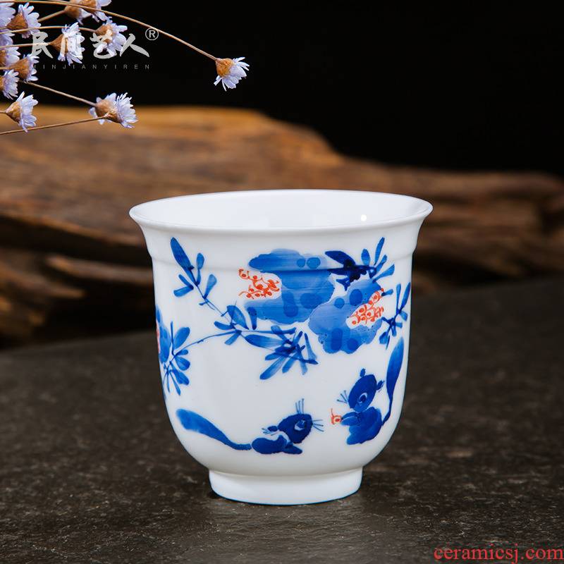 Jingdezhen checking ceramic cups kunfu tea sample tea cup tea tea cup hand - made master cup single cup size
