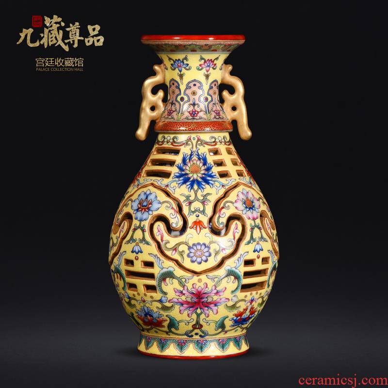 Jingdezhen ceramic hand - made this revolving up enamel see colour yellow to heaven and bottles of antique vase crafts