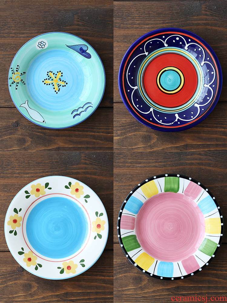 The Under glaze color porcelain tableware tea heart plate 6 inches to spit the ipads plate delicate hand made the home side dishes